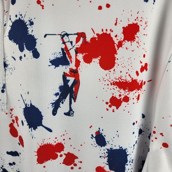 Yatta Golf Shirt Mens XL Multi Paint Splatter S/S Golf Polo - Picture 7 of 8